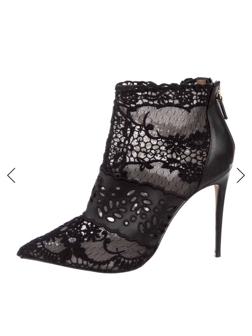 Valentino Black Lace Pointed Stiletto Ankle Bootie